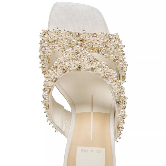 NEW DOLCE VITA Gitel Rhinestone Heeled Sandals in ivory 1225 3t7 - Picture 6 of 8